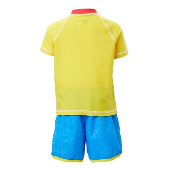 Super Mario Toddler 3T Rashguard 2-piece Swim Tee + Swim Shorts Blue Yellow NWT - Picture 3 of 4